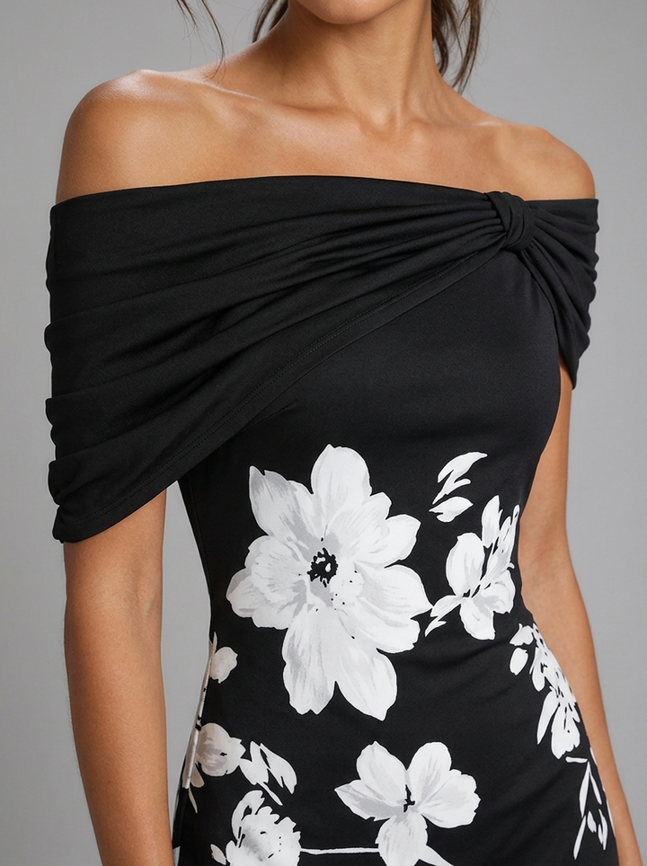 Floral off-the-shoulder midi dress for women