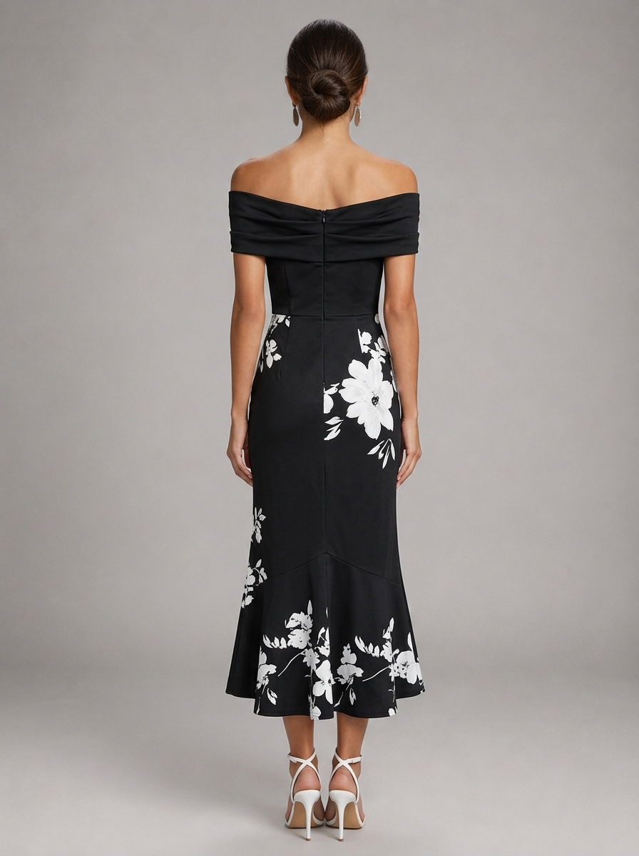 Floral off-the-shoulder midi dress for women