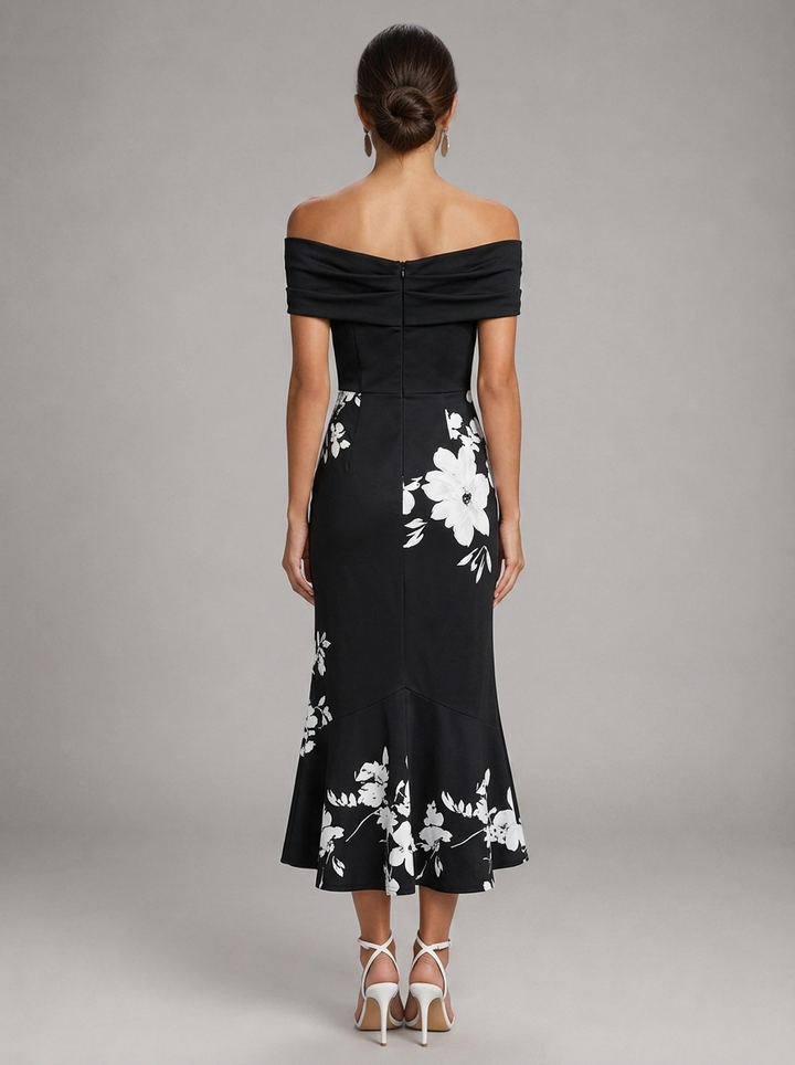 Floral off-the-shoulder midi dress for women