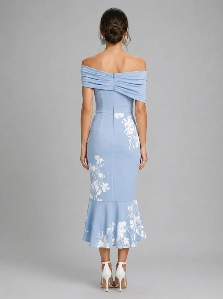Floral off-the-shoulder midi dress for women
