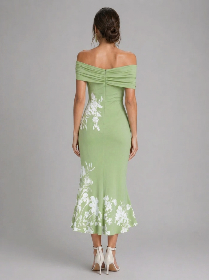 Floral off-the-shoulder midi dress for women