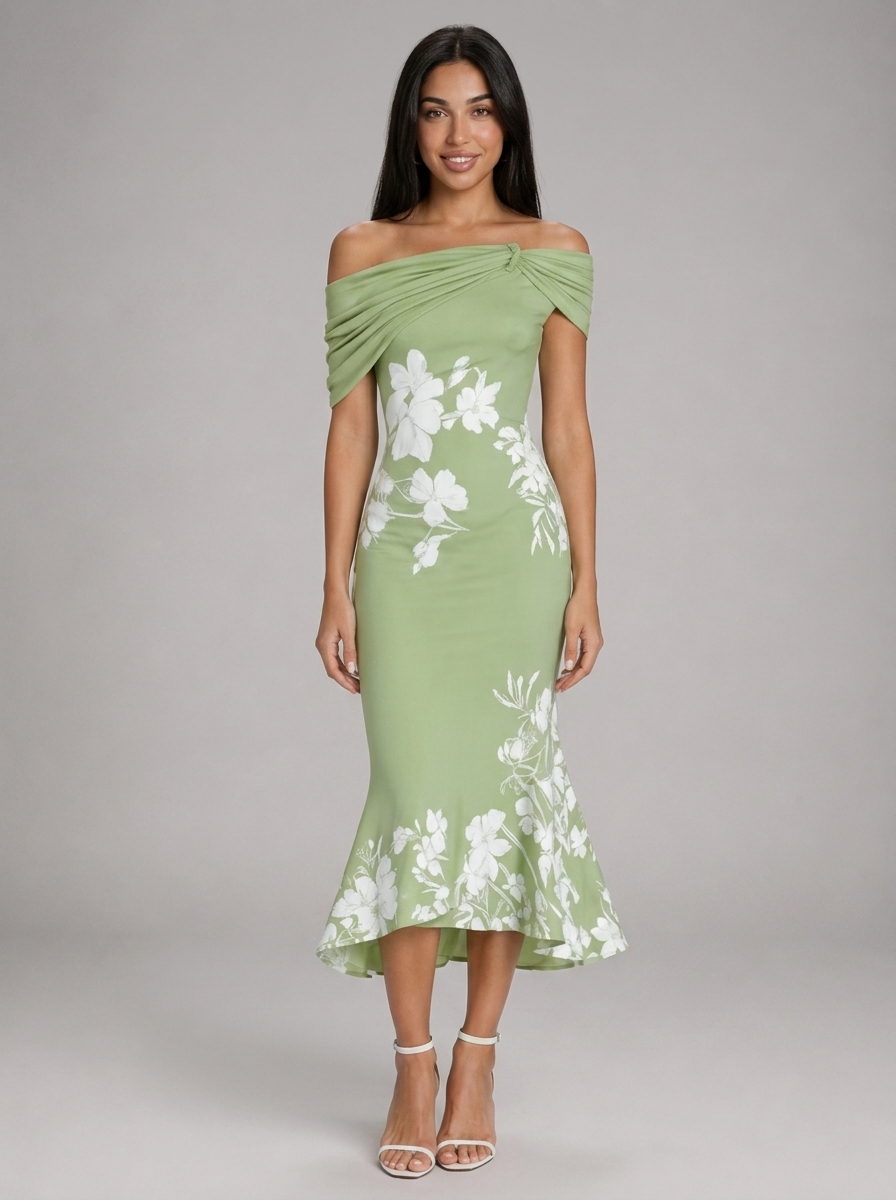 Floral off-the-shoulder midi dress for women