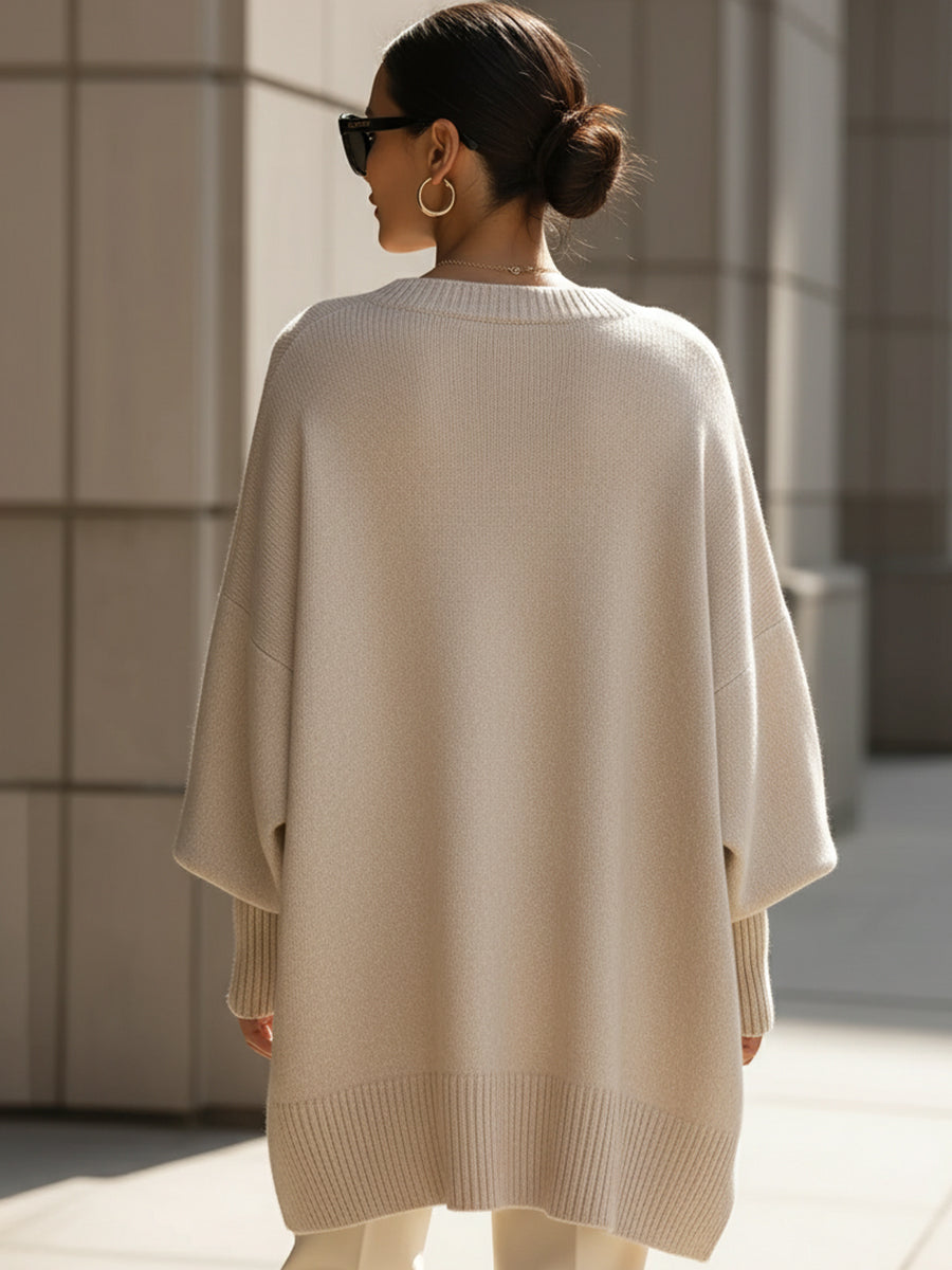 Elegant knitted wool-blend sweater for women