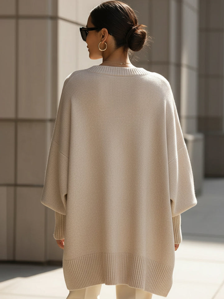 Elegant knitted wool-blend sweater for women