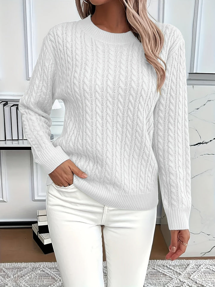 Cable-Knit Crewneck Sweater for Women