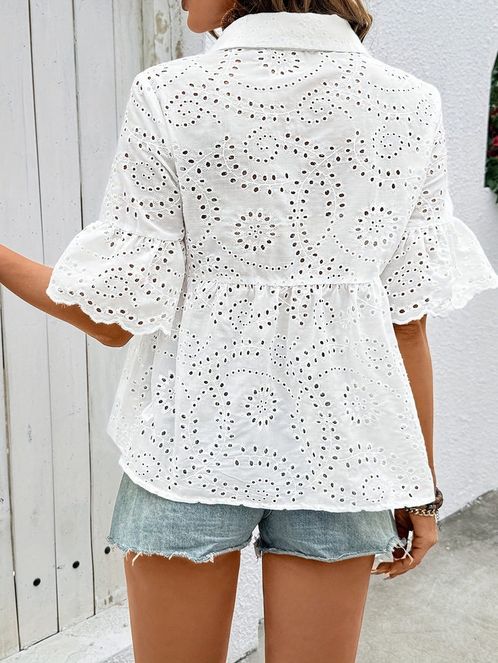 Women's Short-Sleeved Shirt with Embroidered Details