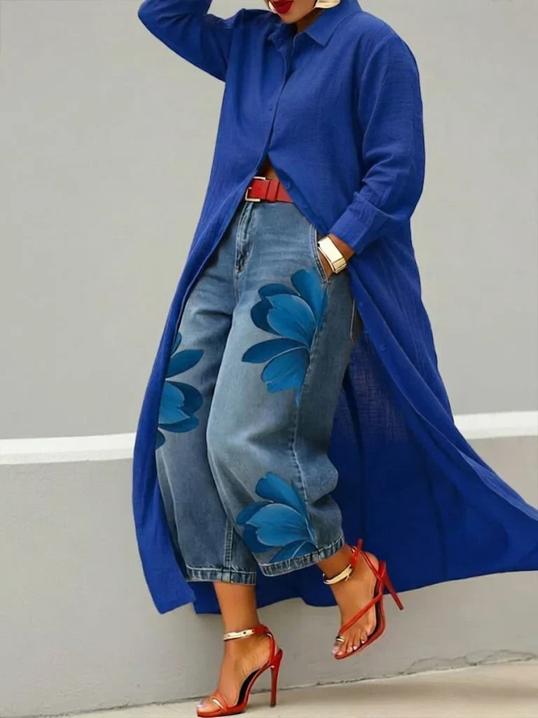 Shirt dress and jeans set for women