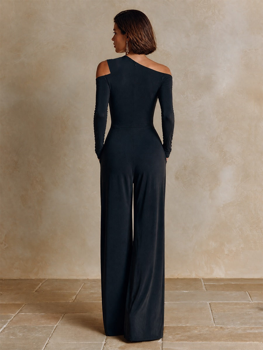 Festjumpsuit med Én Skulder og Vide Ben til Kvinder