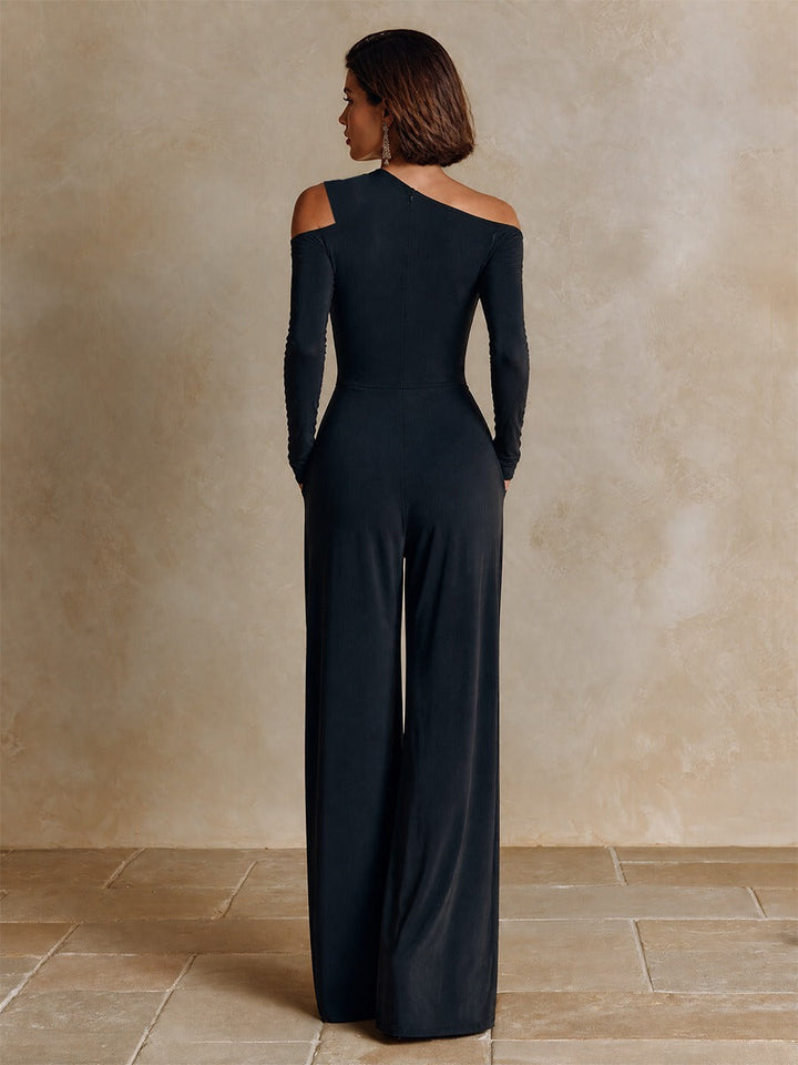 Festjumpsuit med Én Skulder og Vide Ben til Kvinder