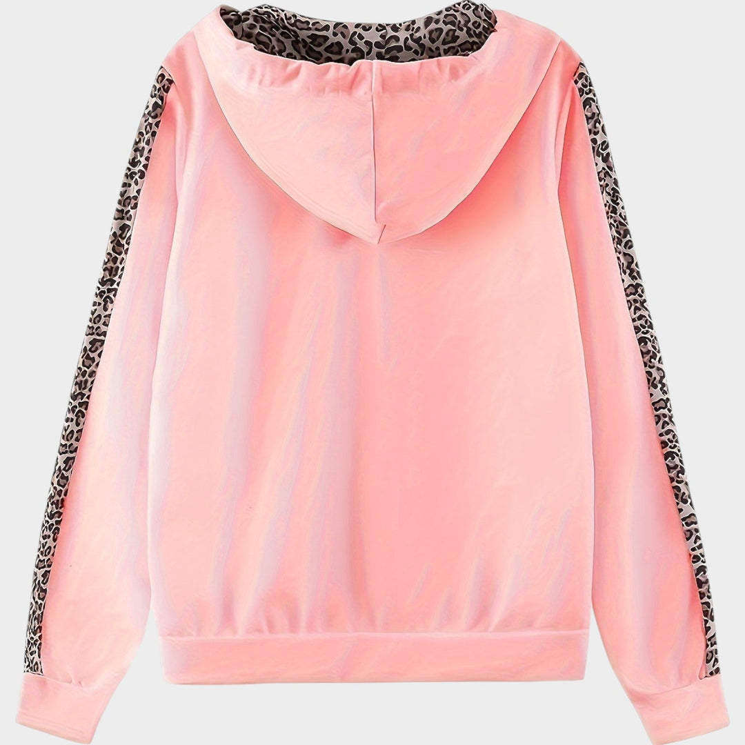 Dame-sæt i leopardprint med hætte, 2 dele