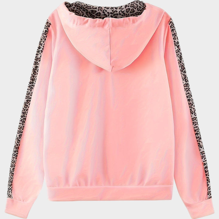 Dame-sæt i leopardprint med hætte, 2 dele