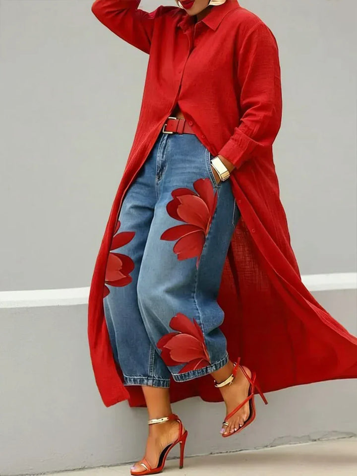 Shirt dress and jeans set for women