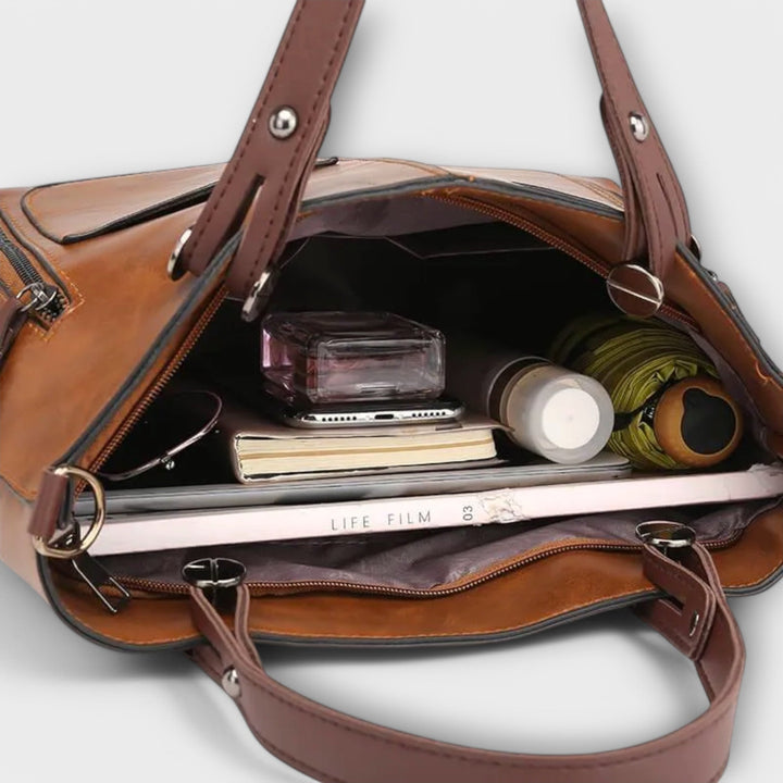 Women's Spacious Leather Tote Bag with Handles