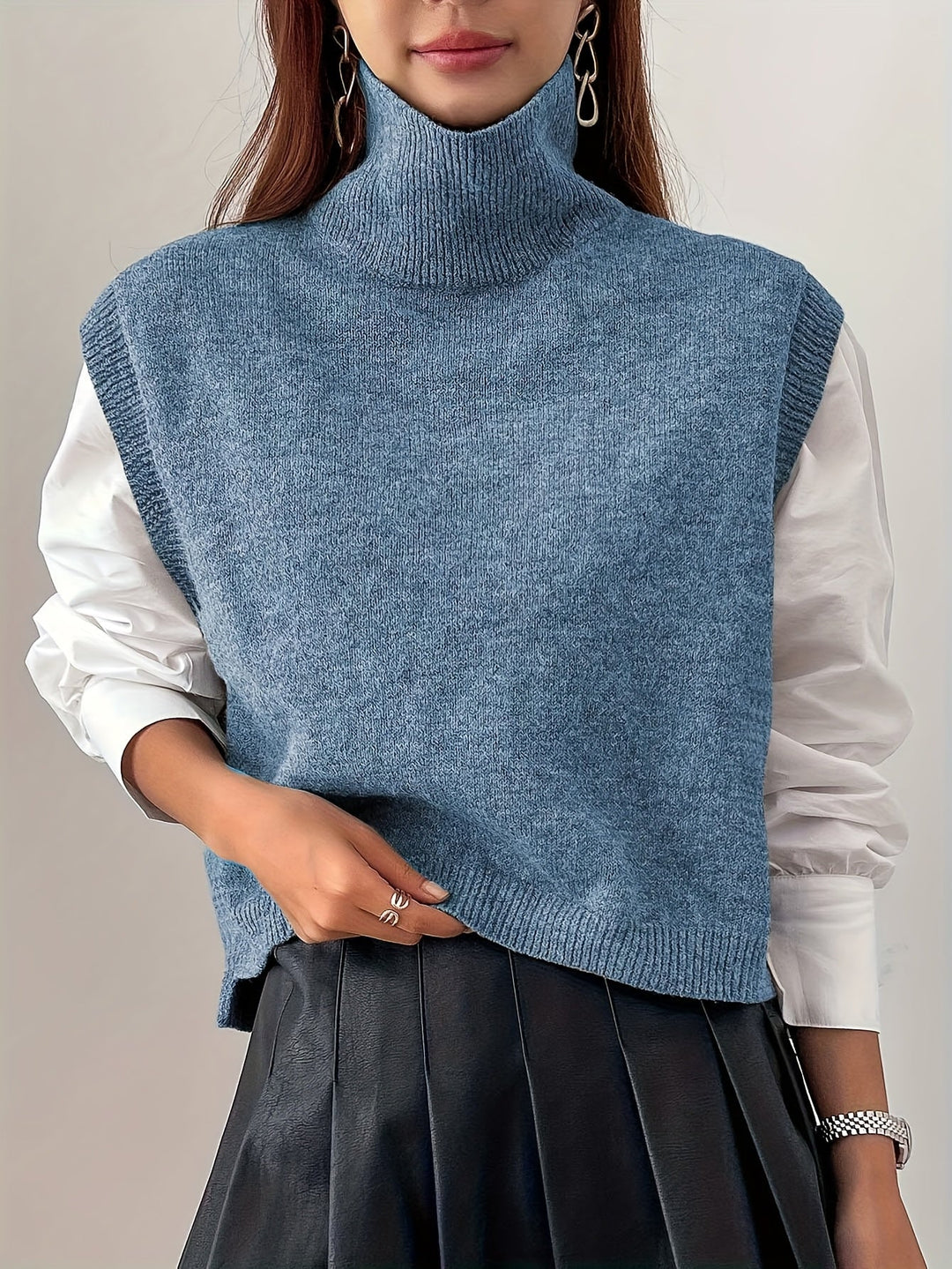 High-Neck Knit Vest for Women