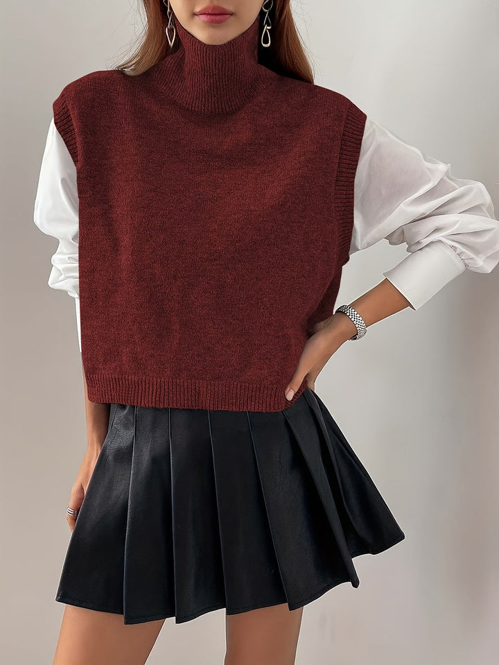 High-Neck Knit Vest for Women