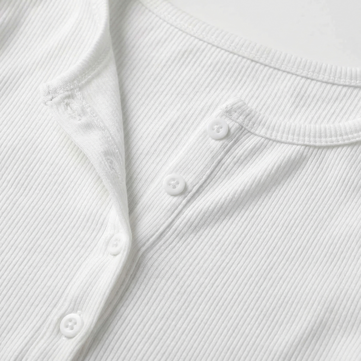 Ribbed Henley Blouse for Women