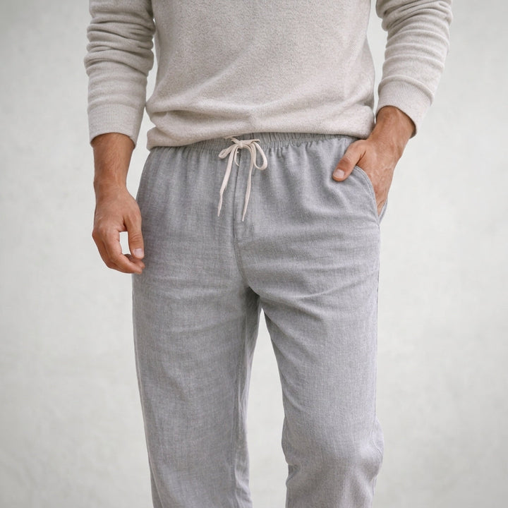 Men's Lightweight Linen Trousers with Drawstring Waist