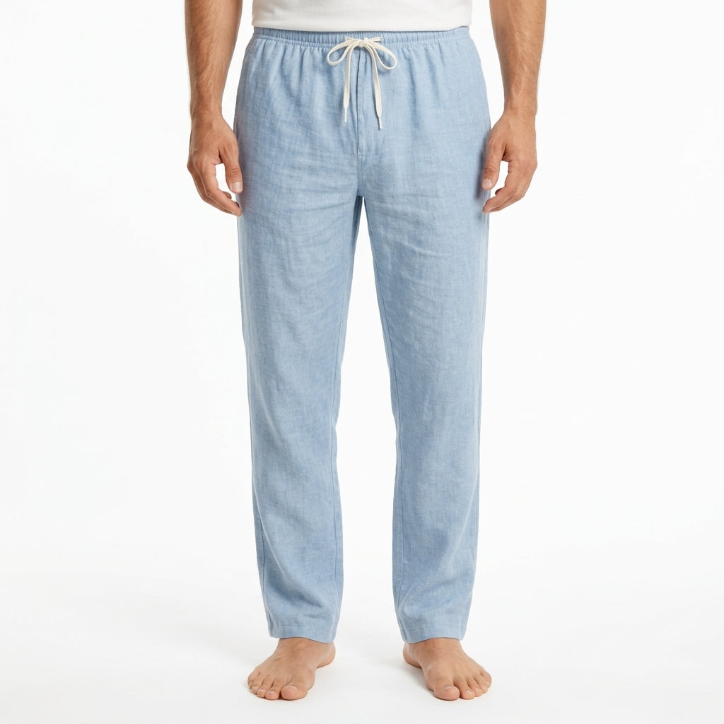 Men's Lightweight Linen Trousers with Drawstring Waist