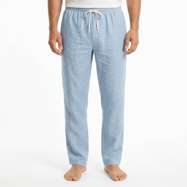 Men's Lightweight Linen Trousers with Drawstring Waist