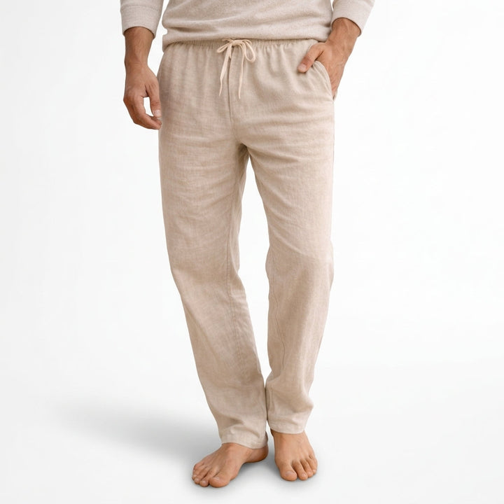 Men's Lightweight Linen Trousers with Drawstring Waist