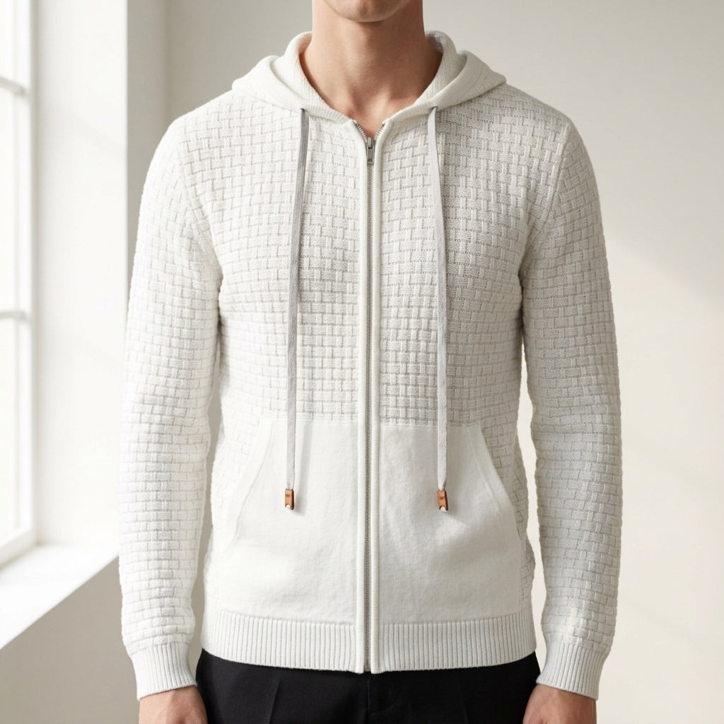Textured zip-up hoodie for men