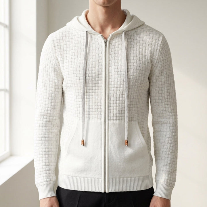 Textured zip-up hoodie for men