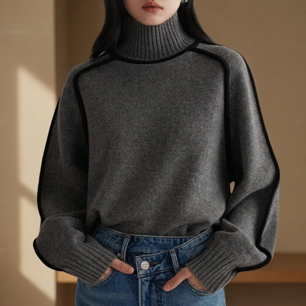 Rullekravesweater med Stribede Detaljer til Herrer