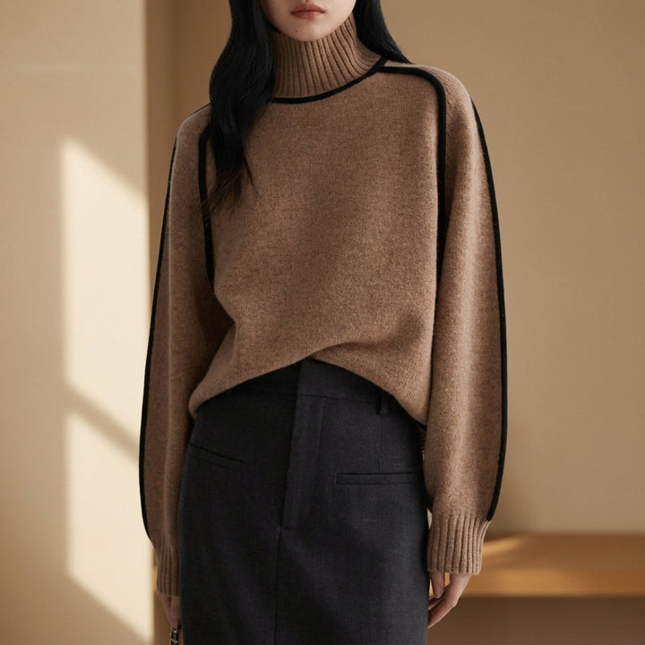 Rullekravesweater med Stribede Detaljer til Herrer