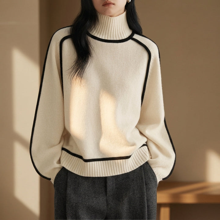 Rullekravesweater med Stribede Detaljer til Herrer