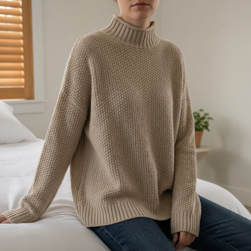 Men’s Oversized Sweater with a Half-High Neckline