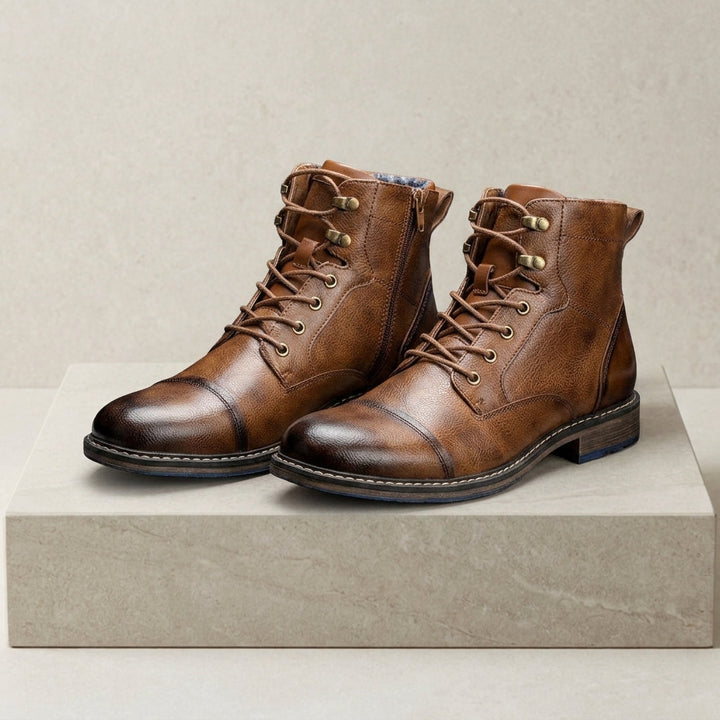 Men’s leather cap-toe boots