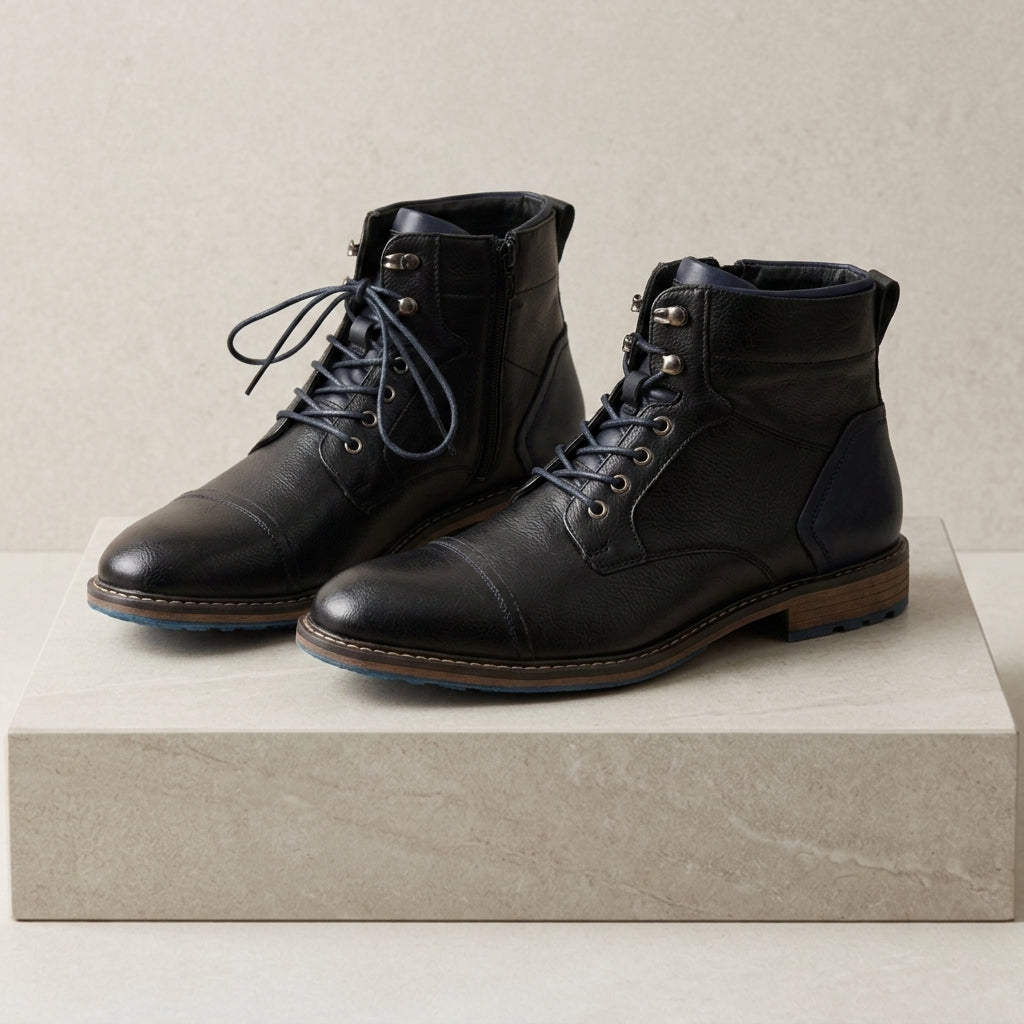Men’s leather cap-toe boots