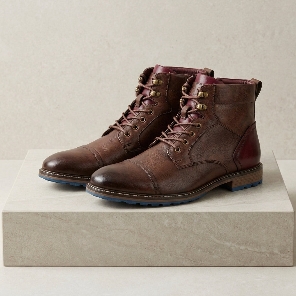 Men’s leather cap-toe boots