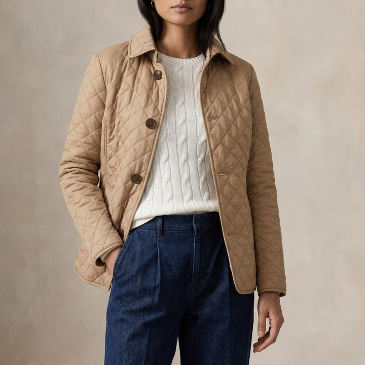 Quilted Jacket with Button Closure for Women