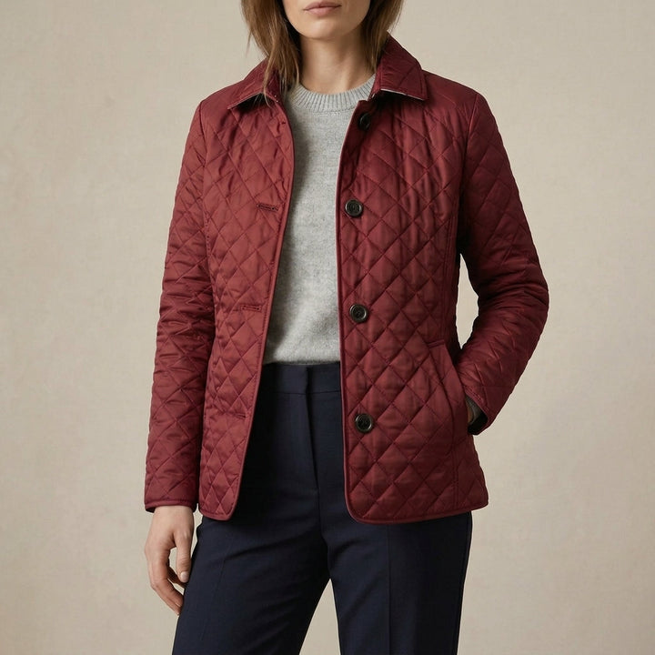 Quilted Jacket with Button Closure for Women