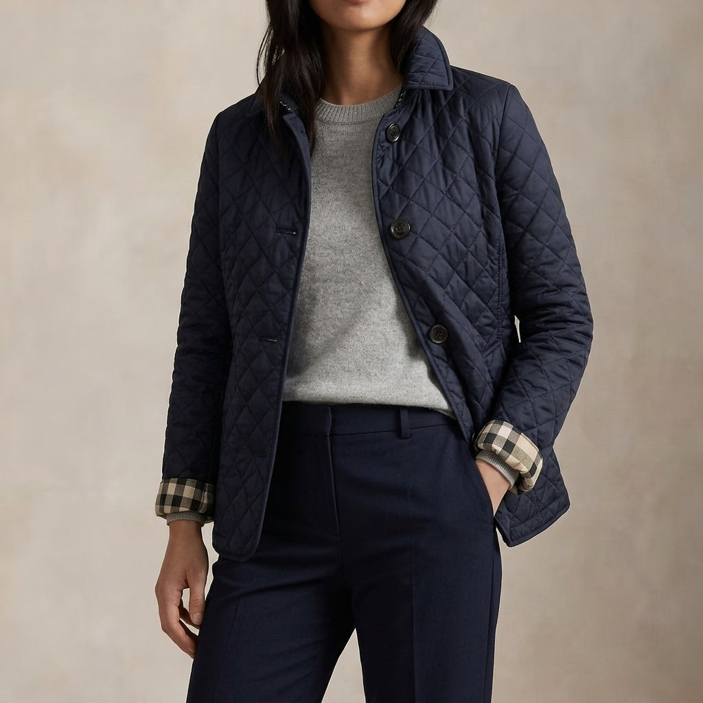 Quilted Jacket with Button Closure for Women