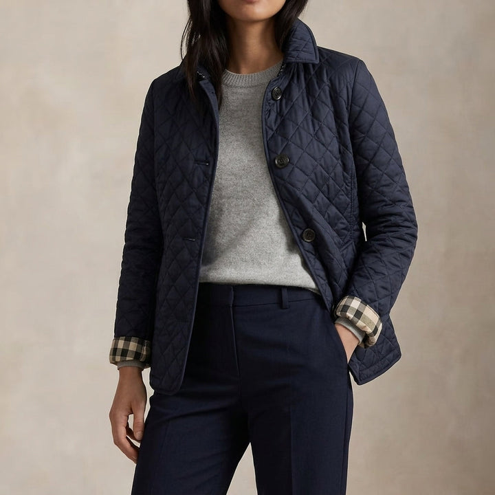 Quilted Jacket with Button Closure for Women