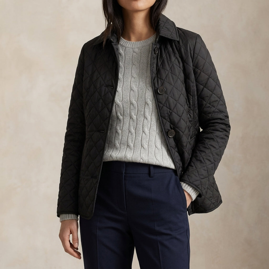 Quilted Jacket with Button Closure for Women