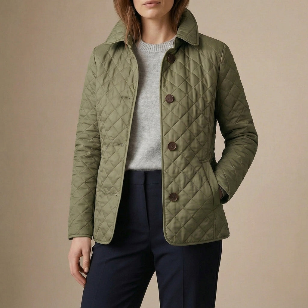Quilted Jacket with Button Closure for Women