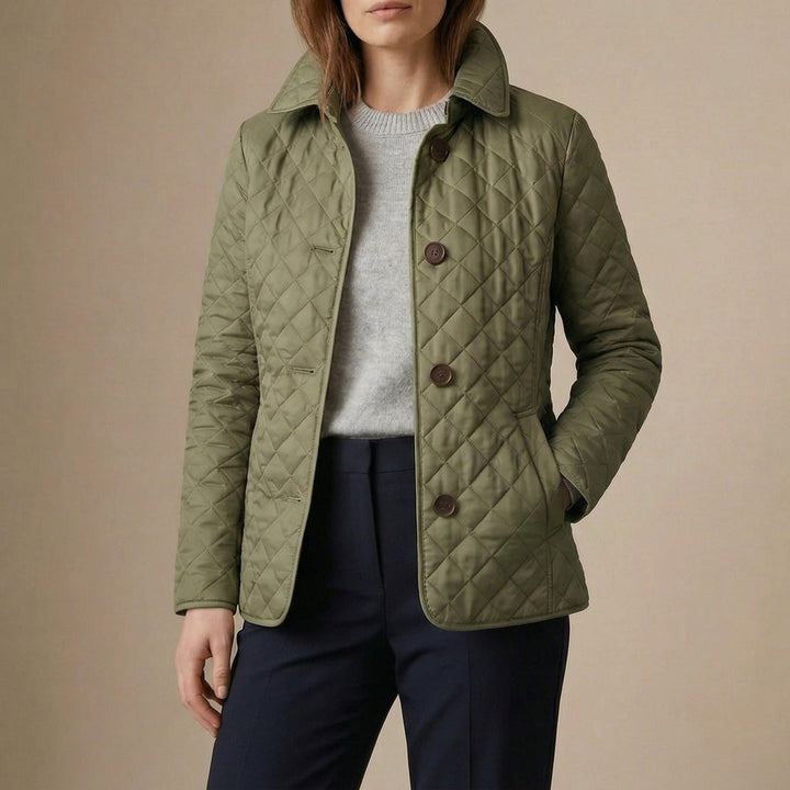 Quilted Jacket with Button Closure for Women