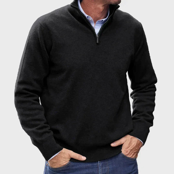 Quarter-zip knitted sweater for men