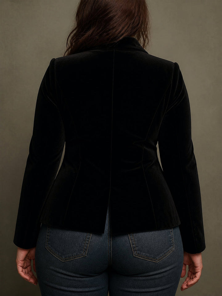 Women's Blazer with Floral Embroidery and Notched Lapel