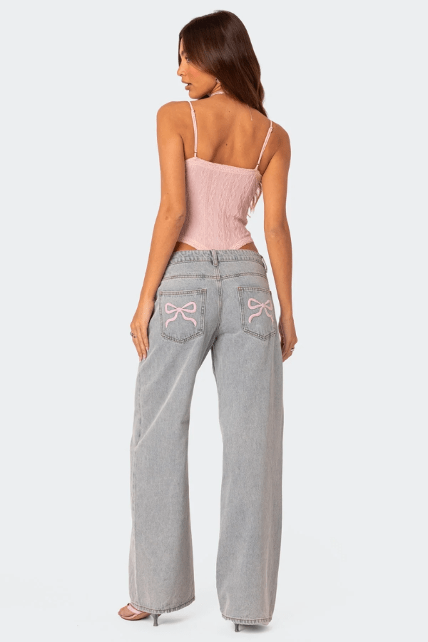 Højtaljede Denimjeans Med Vide Ben