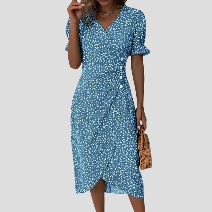 Elegant blomstret midikjole til kvinder