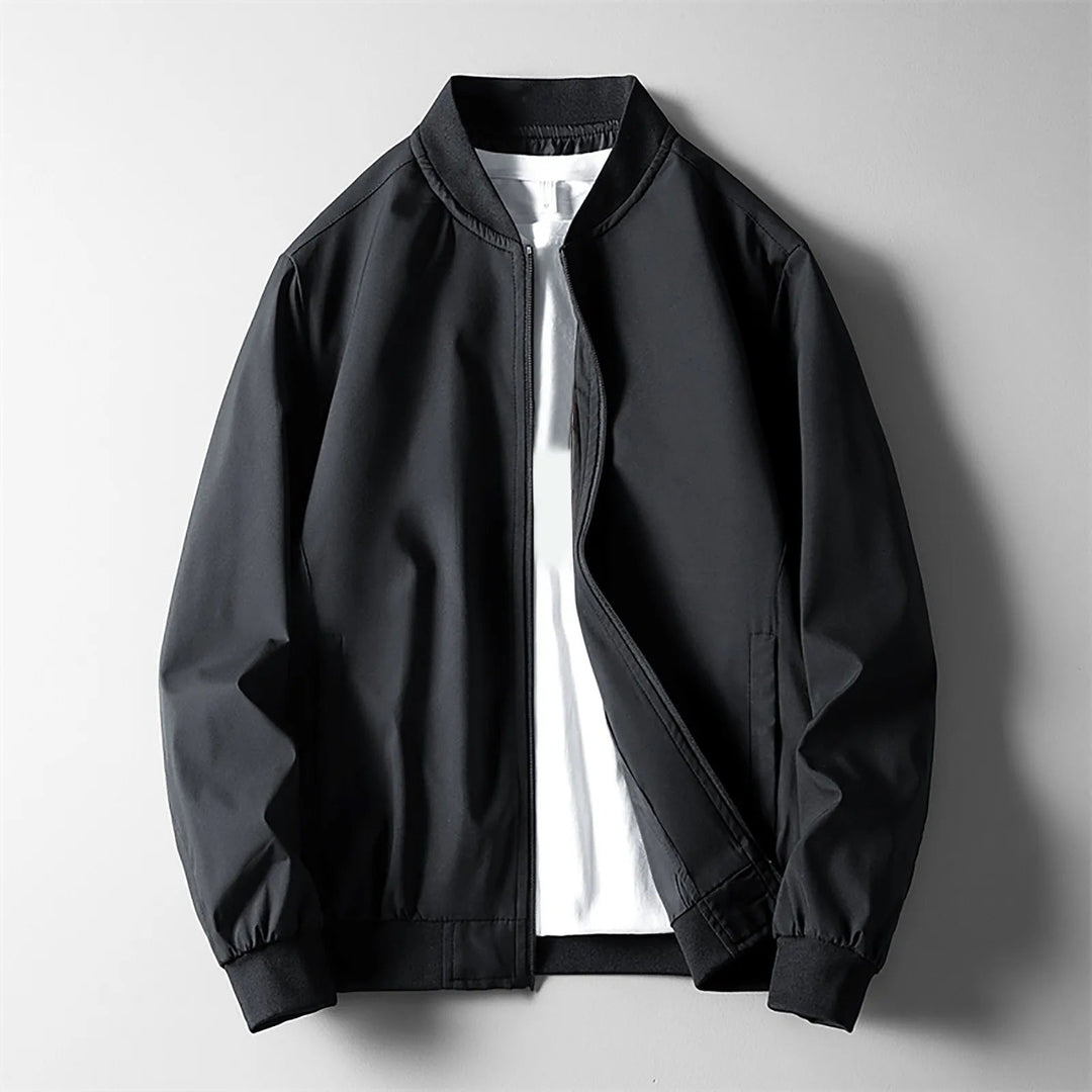 Men's Wind-Resistant Bomber Jacket with Ribbed Cuffs