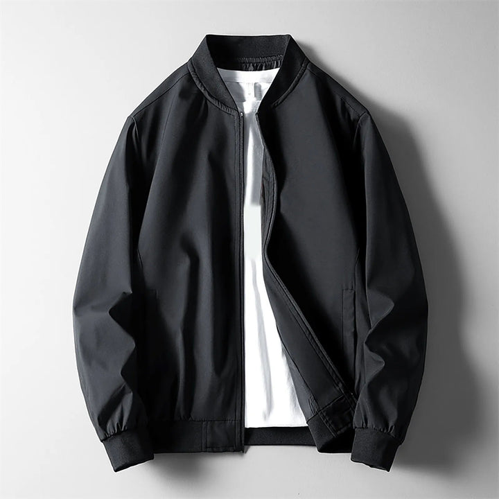 Men's Wind-Resistant Bomber Jacket with Ribbed Cuffs