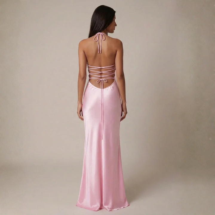 A-line maxi dress with spaghetti straps for women
