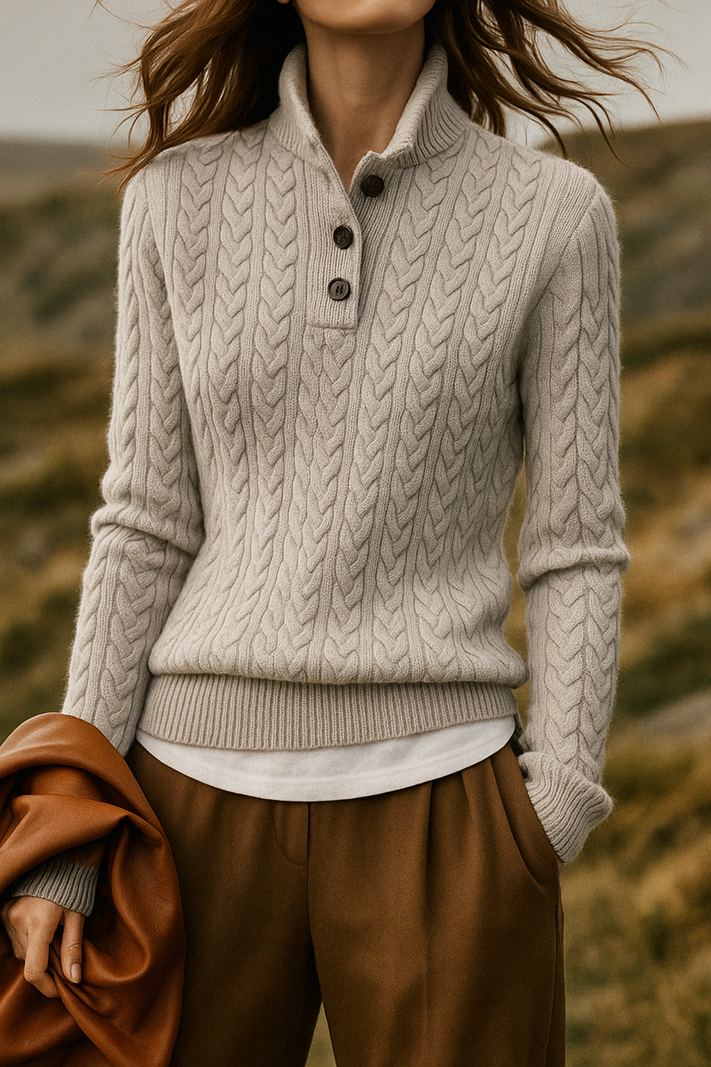 Cashmere button-up sweater for women