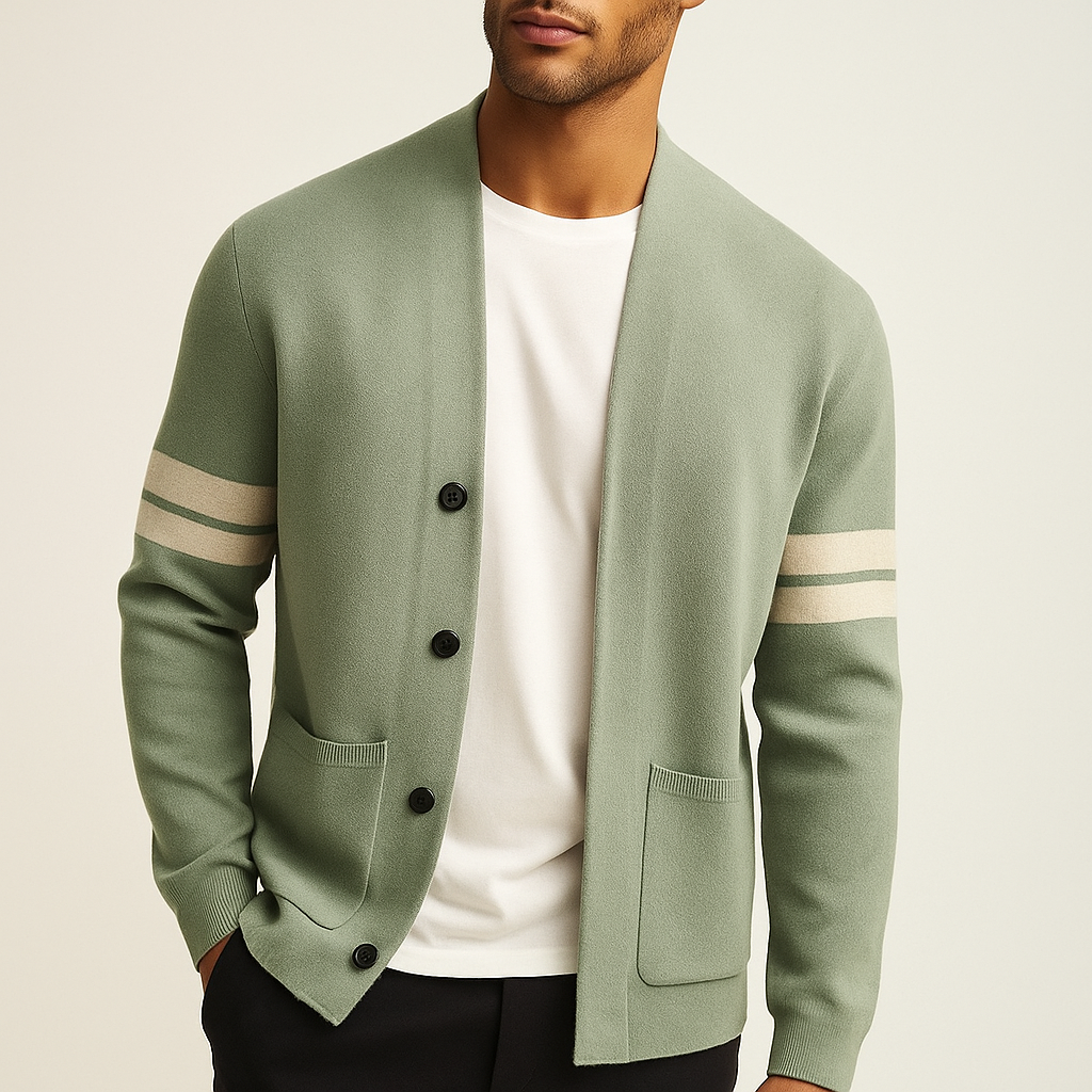 Cardigan med stribeærmer