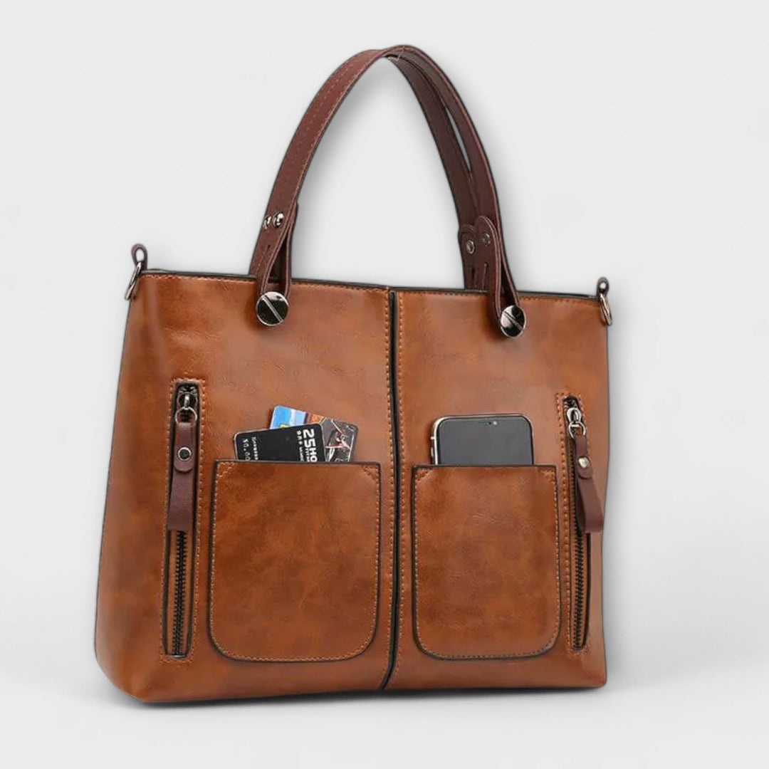 Women's Spacious Leather Tote Bag with Handles